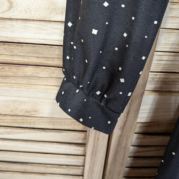 VINTAGE Strait Lane Black Polka Dot Midi Dress with Belt Size 12 - Picture 2 of 14